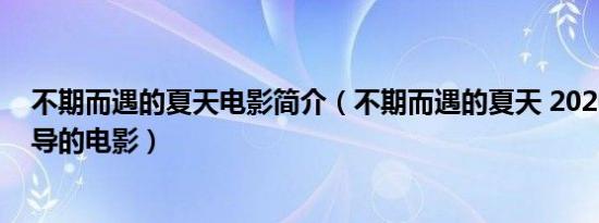 不期而遇的夏天电影简介（不期而遇的夏天 2020年易寒执导的电影）