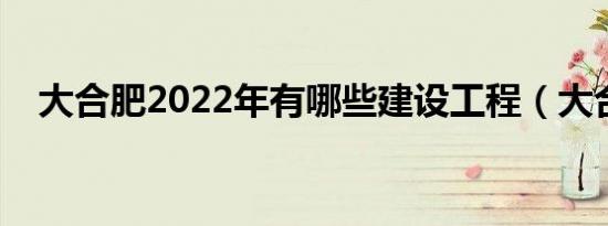 大合肥2022年有哪些建设工程（大合肥）