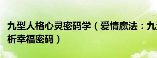 九型人格心灵密码学（爱情魔法：九型人格解析幸福密码）