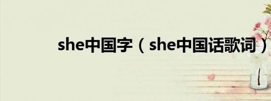 she中国字（she中国话歌词）