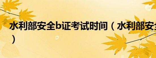 水利部安全b证考试时间（水利部安全监督司）