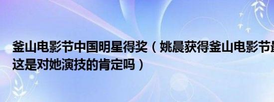 釜山电影节中国明星得奖（姚晨获得釜山电影节最佳女演员这是对她演技的肯定吗）