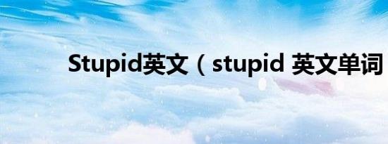 Stupid英文（stupid 英文单词）