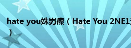 hate you姝岃瘝（Hate You 2NE1演唱歌曲）