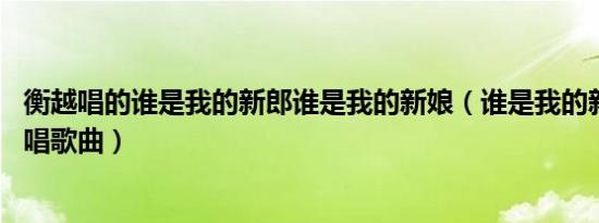 衡越唱的谁是我的新郎谁是我的新娘（谁是我的新郎 衡越演唱歌曲）