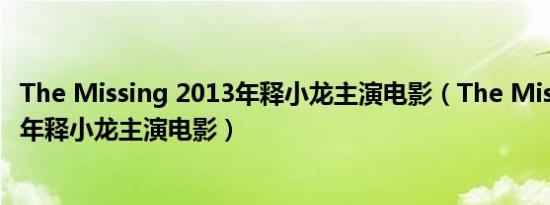 The Missing 2013年释小龙主演电影（The Missing 2013年释小龙主演电影）