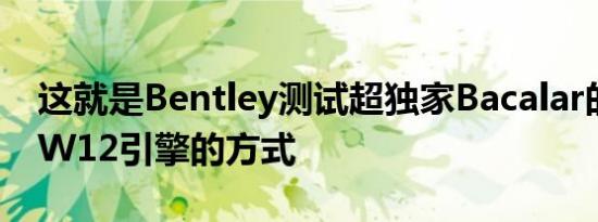 这就是Bentley测试超独家Bacalar的增强型W12引擎的方式