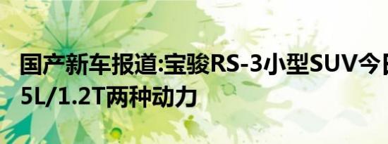 国产新车报道:宝骏RS-3小型SUV今日上市 1.5L/1.2T两种动力