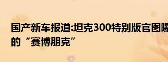 国产新车报道:坦克300特别版官图曝光 满满的“赛博朋克”