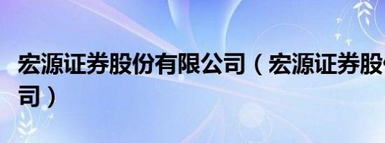 宏源证券股份有限公司（宏源证券股份有限公司）