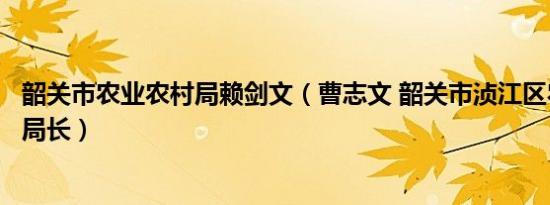 韶关市农业农村局赖剑文（曹志文 韶关市浈江区农业农村局局长）