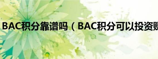 BAC积分靠谱吗（BAC积分可以投资赚钱吗）