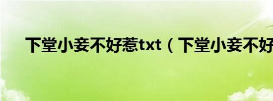 下堂小妾不好惹txt（下堂小妾不好惹）