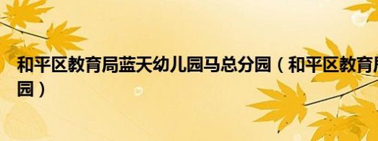 和平区教育局蓝天幼儿园马总分园（和平区教育局蓝天幼儿园）