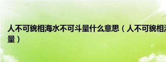 人不可貌相海水不可斗量什么意思（人不可貌相海水不可斗量）