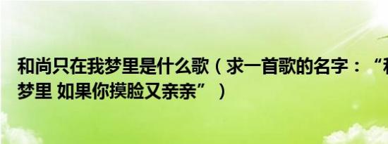 和尚只在我梦里是什么歌（求一首歌的名字：“和尚只在我梦里 如果你摸脸又亲亲”）