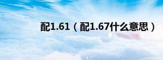 配1.61（配1.67什么意思）