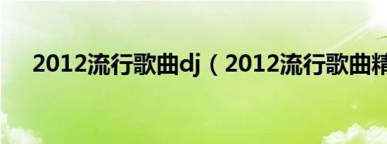 2012流行歌曲dj（2012流行歌曲精选）