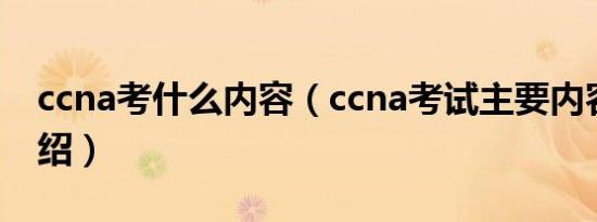 ccna考什么内容（ccna考试主要内容简介介绍）