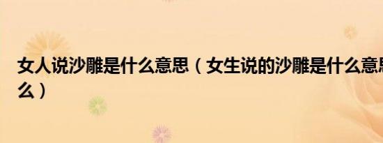 女人说沙雕是什么意思（女生说的沙雕是什么意思内涵是什么）