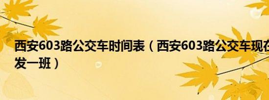 西安603路公交车时间表（西安603路公交车现在多长时间发一班）