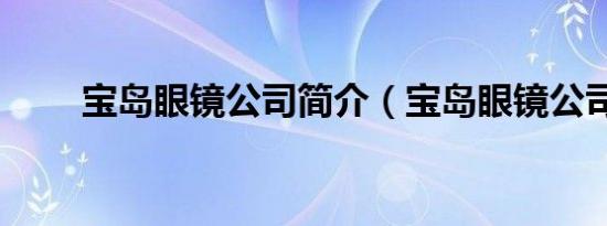 宝岛眼镜公司简介（宝岛眼镜公司）