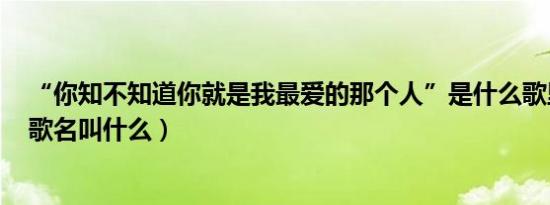 “你知不知道你就是我最爱的那个人”是什么歌里的歌词（歌名叫什么）