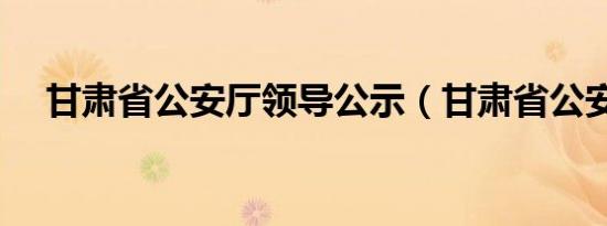 甘肃省公安厅领导公示（甘肃省公安厅）