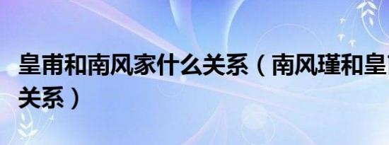 皇甫和南风家什么关系（南风瑾和皇甫雄什么关系）