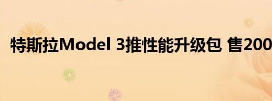 特斯拉Model 3推性能升级包 售2000美元