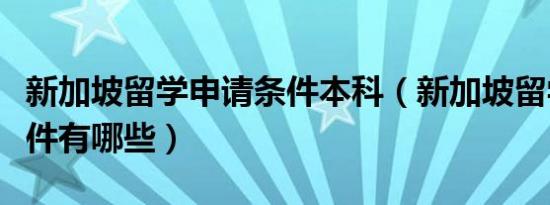 新加坡留学申请条件本科（新加坡留学申请条件有哪些）