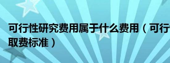 可行性研究费用属于什么费用（可行性研究费取费标准）