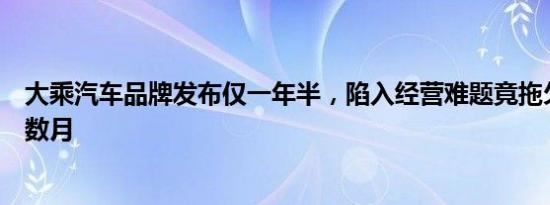 大乘汽车品牌发布仅一年半，陷入经营难题竟拖欠员工工资数月