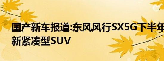 国产新车报道:东风风行SX5G下半年发布 全新紧凑型SUV