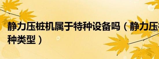 静力压桩机属于特种设备吗（静力压桩机有几种类型）