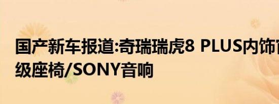 国产新车报道:奇瑞瑞虎8 PLUS内饰官图 VIP级座椅/SONY音响