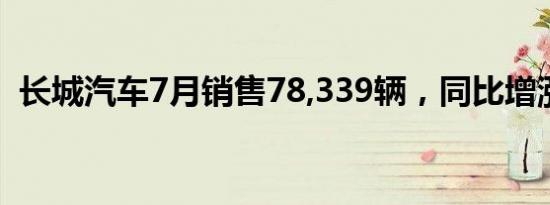 长城汽车7月销售78,339辆，同比增涨30%