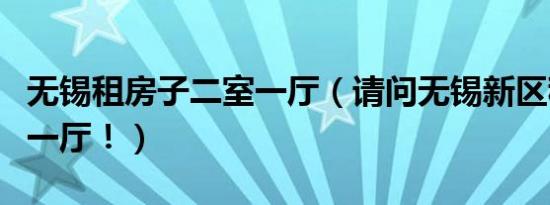 无锡租房子二室一厅（请问无锡新区租房一室一厅！）