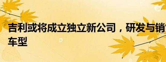 吉利或将成立独立新公司，研发与销售电动化车型