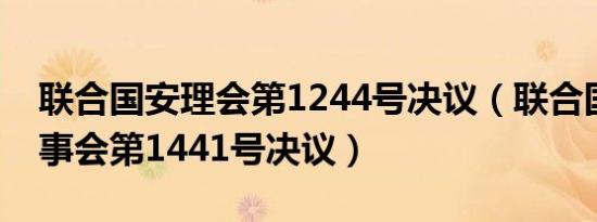 联合国安理会第1244号决议（联合国安全理事会第1441号决议）