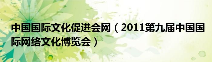 中国国际文化促进会网（2011第九届中国国际网络文化博览会）
