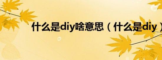 什么是diy啥意思（什么是diy）