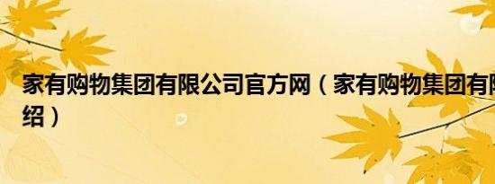 家有购物集团有限公司官方网（家有购物集团有限公司的介绍）