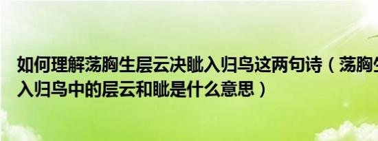 如何理解荡胸生层云决眦入归鸟这两句诗（荡胸生层云决眦入归鸟中的层云和眦是什么意思）