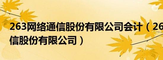 263网络通信股份有限公司会计（263网络通信股份有限公司）