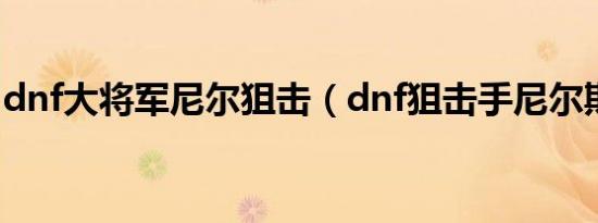 dnf大将军尼尔狙击（dnf狙击手尼尔斯在哪）