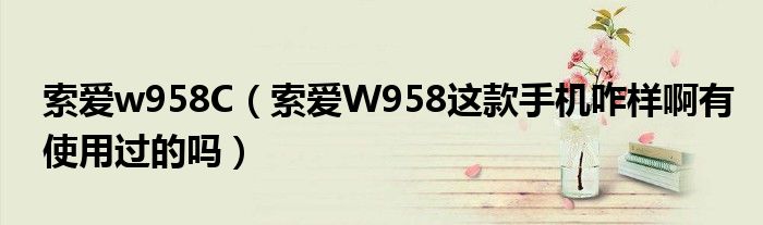 索爱w958C（索爱W958这款手机咋样啊有使用过的吗）