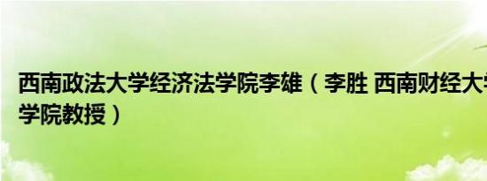 西南政法大学经济法学院李雄（李胜 西南财经大学工商管理学院教授）