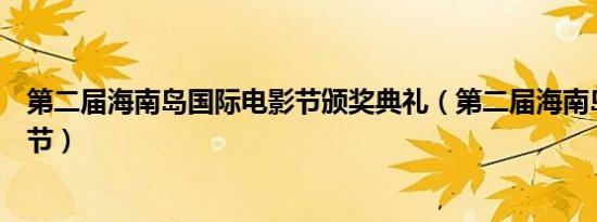 第二届海南岛国际电影节颁奖典礼（第二届海南岛国际电影节）