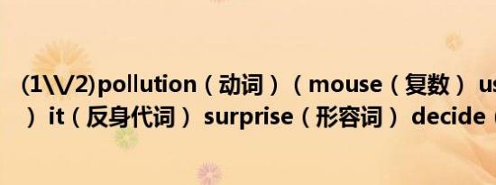 (1\/2)pollution（动词）（mouse（复数） use（形容词） it（反身代词） surprise（形容词） decide（名词））